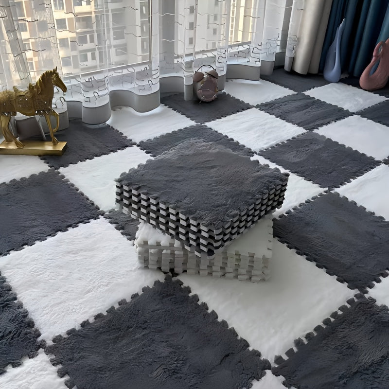 Modern Plush Patchwork Area Rug for Bedroom Living Room Indoor Washable 40 Pieces