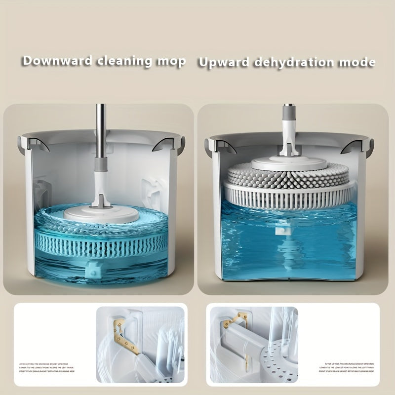 Set de fregona giratoria 2 en 1 con cubo y secado automático para suelos de madera y baldosas