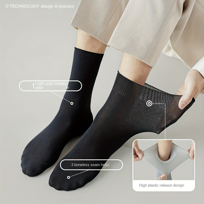 Plus-Size Men's Breathable Knit Socks 5 Pairs Wide Feet Summer Comfortable