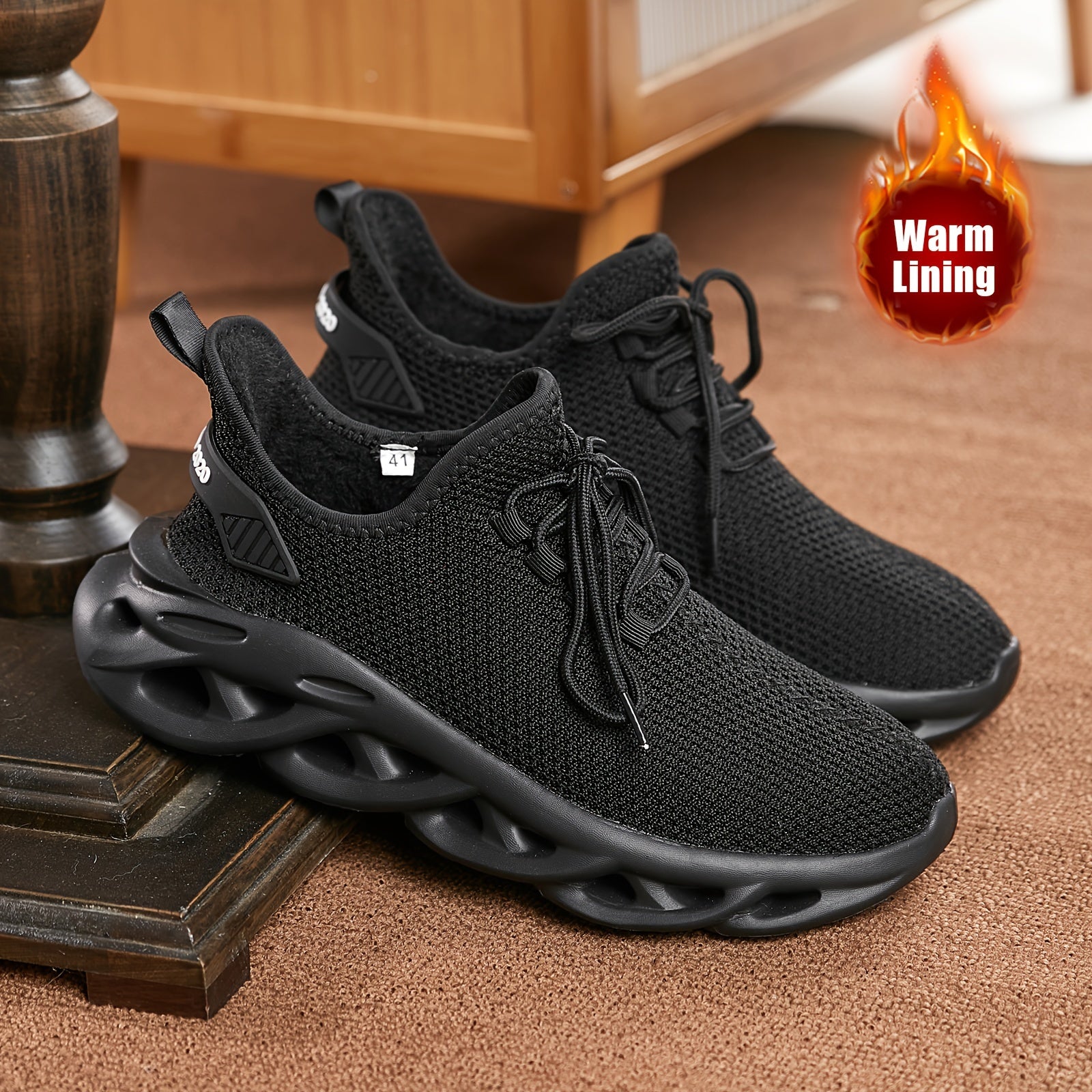 Zapatillas de punto para hombre de talla grande con suela antideslizante transpirable para actividades al aire libre