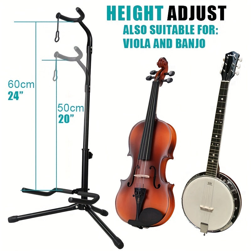 Soporte para guitarra de puerta plegable negro con altura ajustable