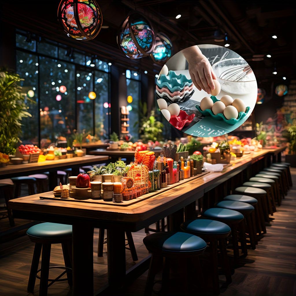 Colorful Ceramic Egg Tray Double Row 6 Cell Kitchen Storage and Preservation