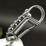 Men's Stainless Steel Keychain with Engraved Bead and Mechanical Buckle
