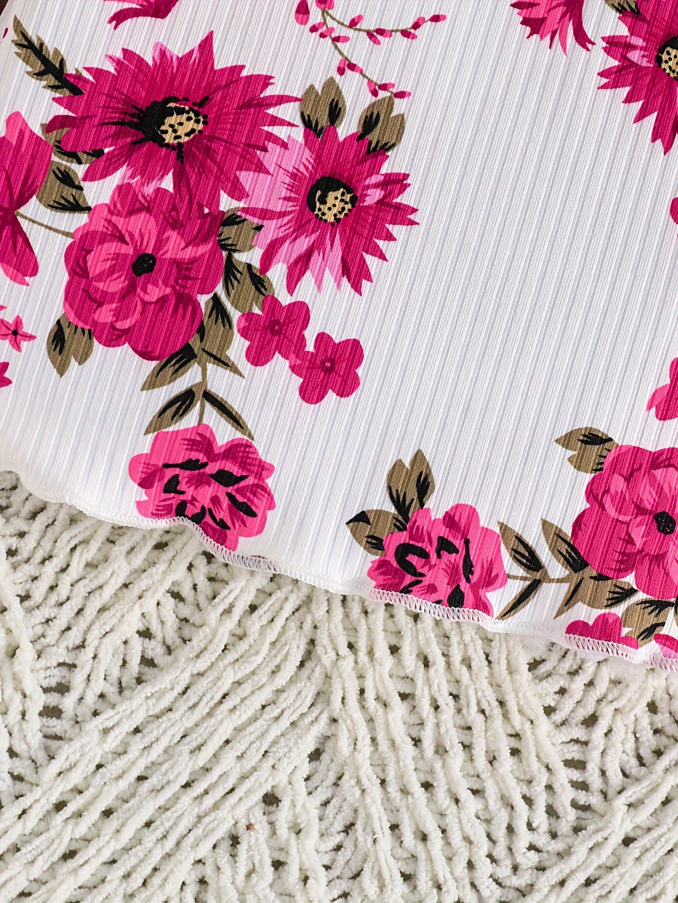 Girls' Outfit Set 4-Piece Pink Long Sleeve Top Floral Pants Polyester Blend Comfortable Outdoor Wear