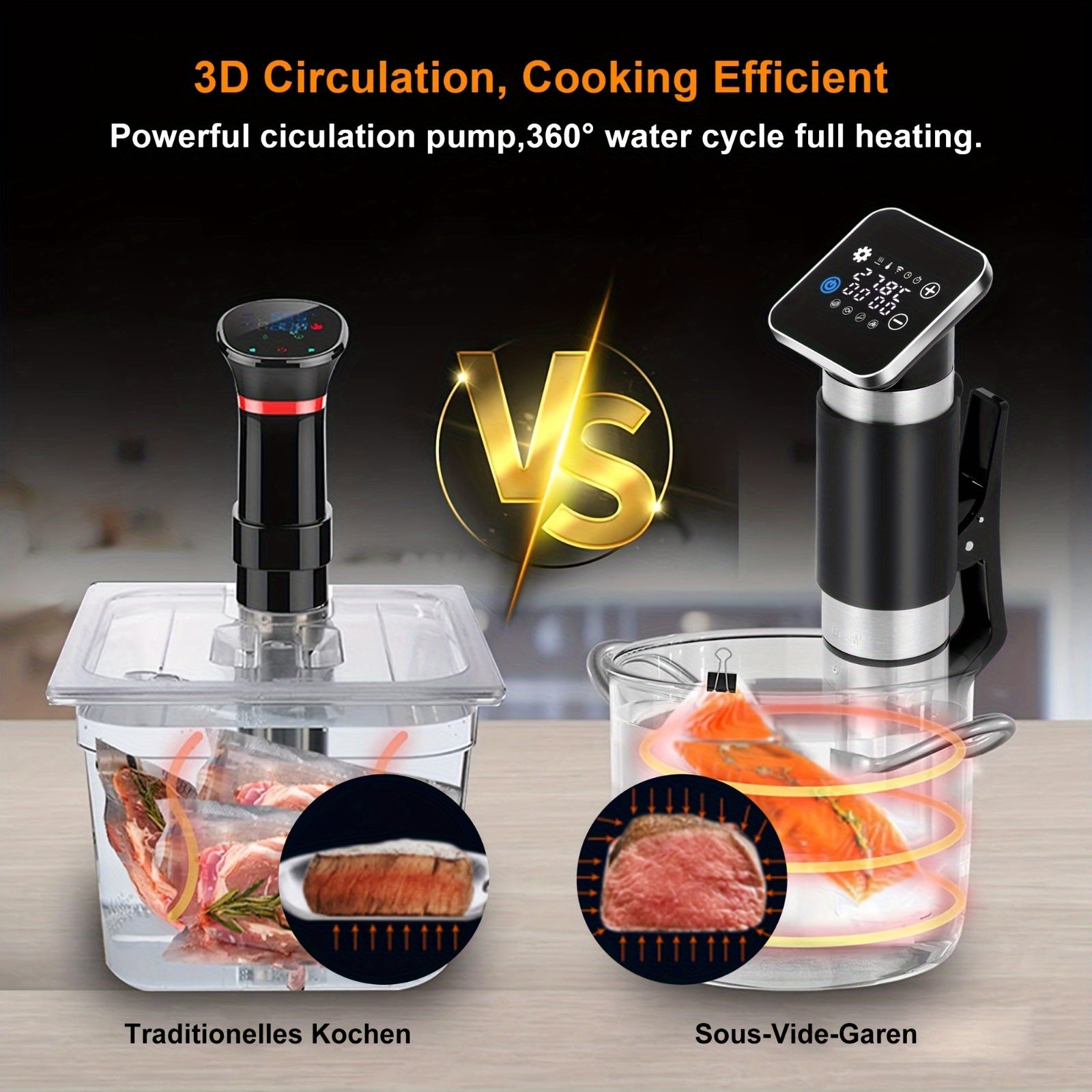 Biolomix 5-avlod WiFi Vacuum Sealer - Stainless Steel, Aqlli App Boshqaruvi, Past Haroratli Sekin Pishiruvchi, Yevropa Ulanishi, Batareyasiz, Go'sht va Sabzavotlarni Yopish uchun Ideal