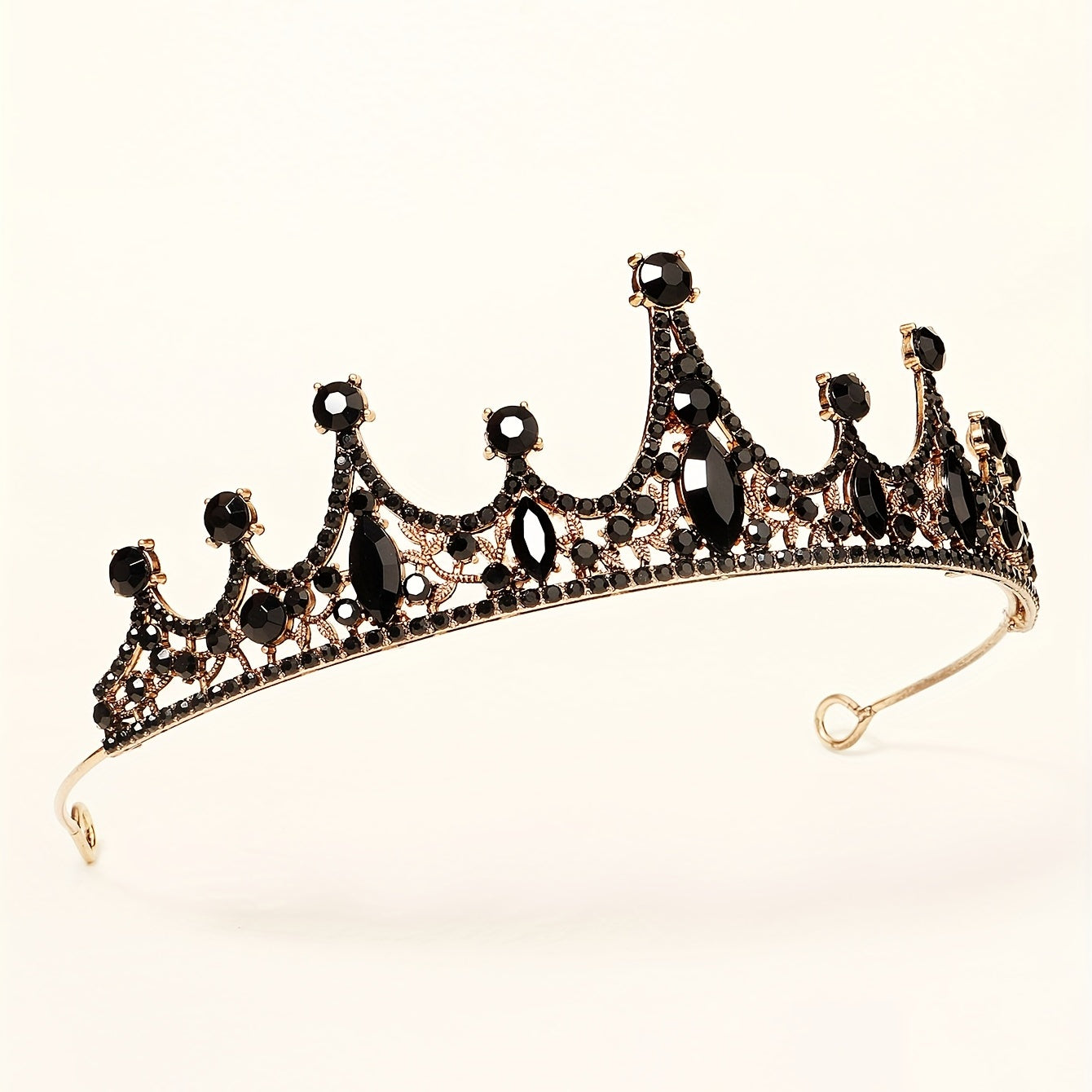 Black Crystal Rhinestone Crown Tiara for Weddings and Parties Elegant Bridal Hair Jewelry