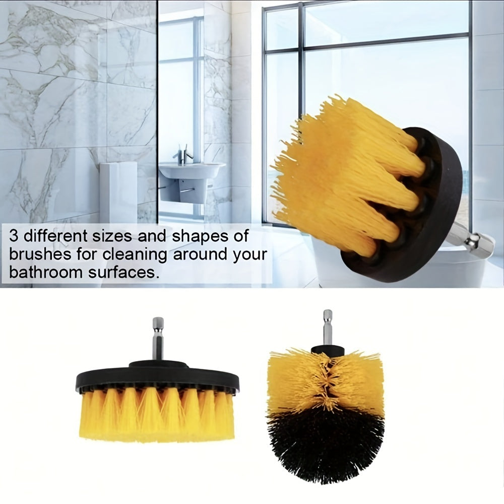 Juego de accesorios de cepillo de taladro de 3 piezas para limpieza de baño, cocina y coche