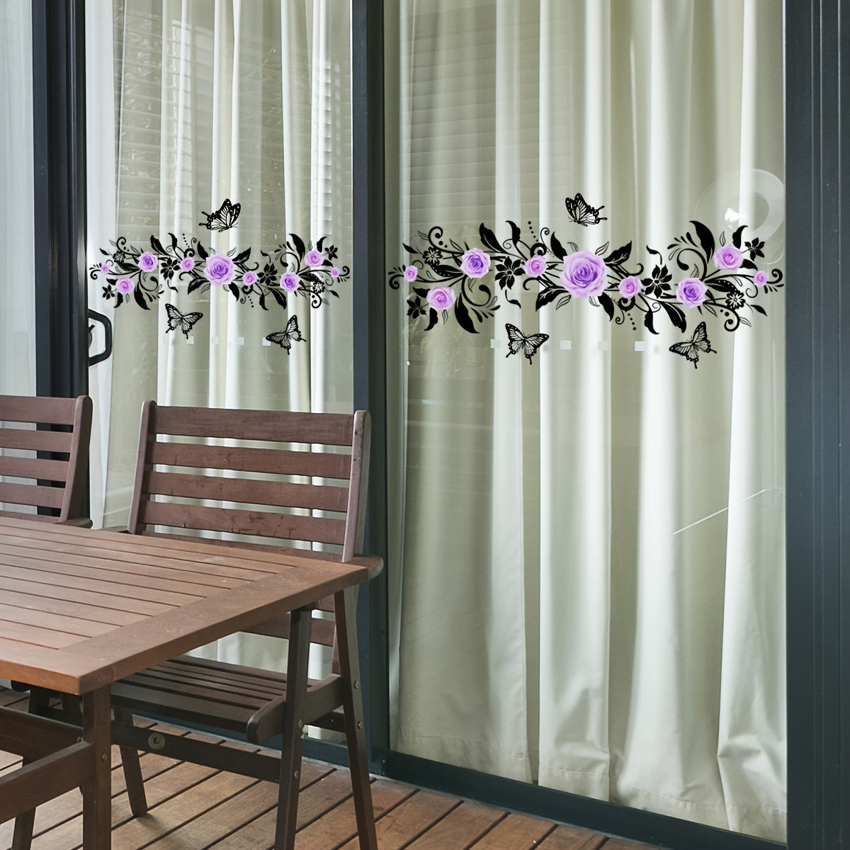 Purple Rose Wall Stickers 15x50cm Double-Sided Self-Adhesive for Living Room Bedroom Bathroom