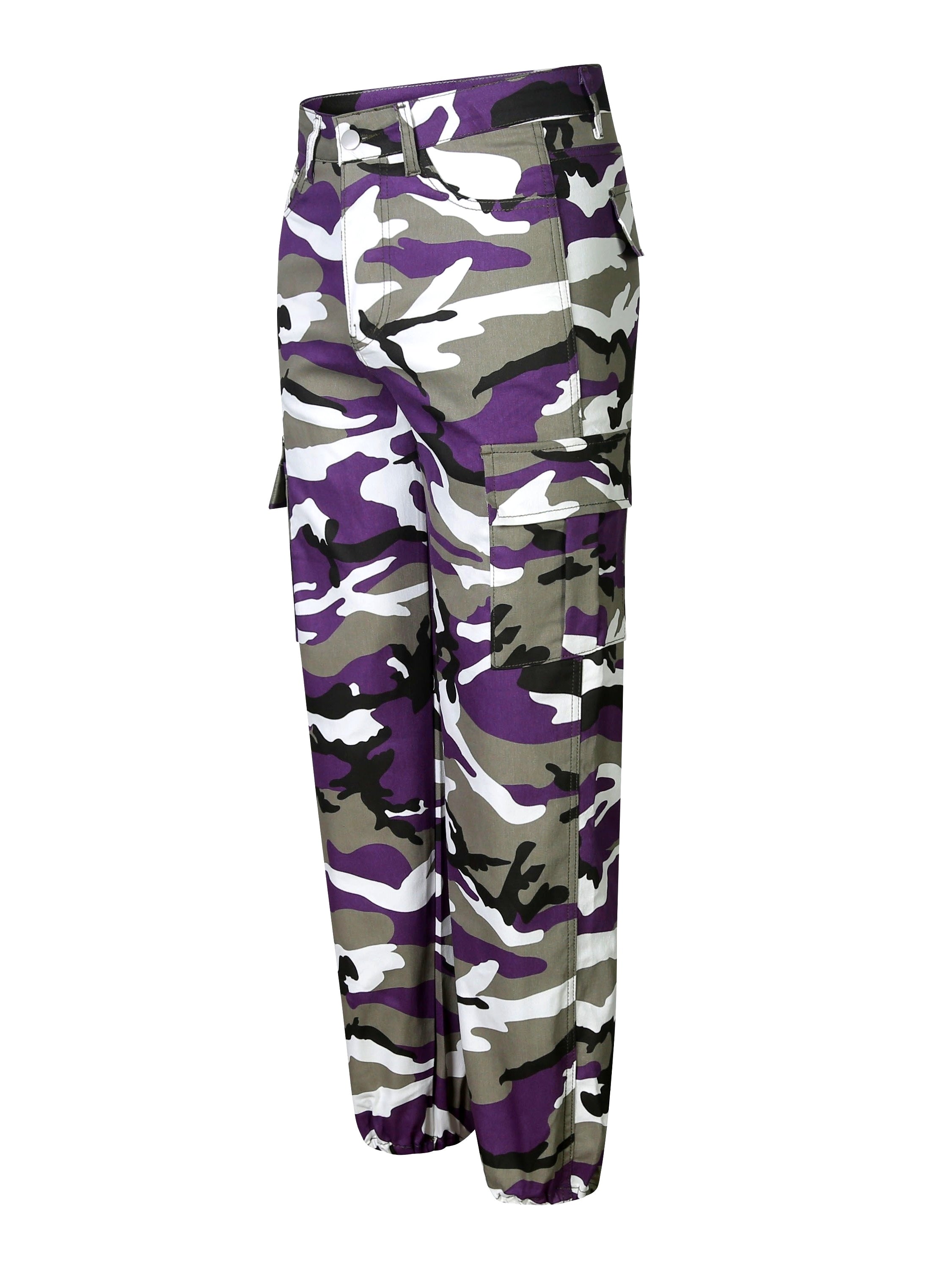 Women's Plus Size Camo Cargo Pants Stretch Denim Street Style Workwear Trousers