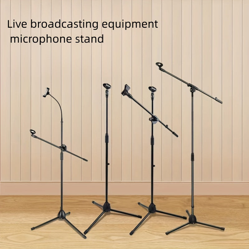 Black Alloy Microphone Stand with XLR Connector for Live Streaming and Stage Performances