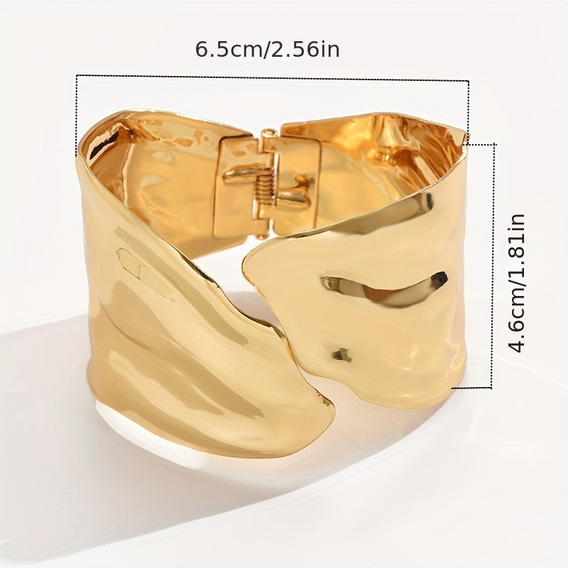 Women's Adjustable Leaf Cuff Bracelet with Geometric Design Minimalist Jewelry