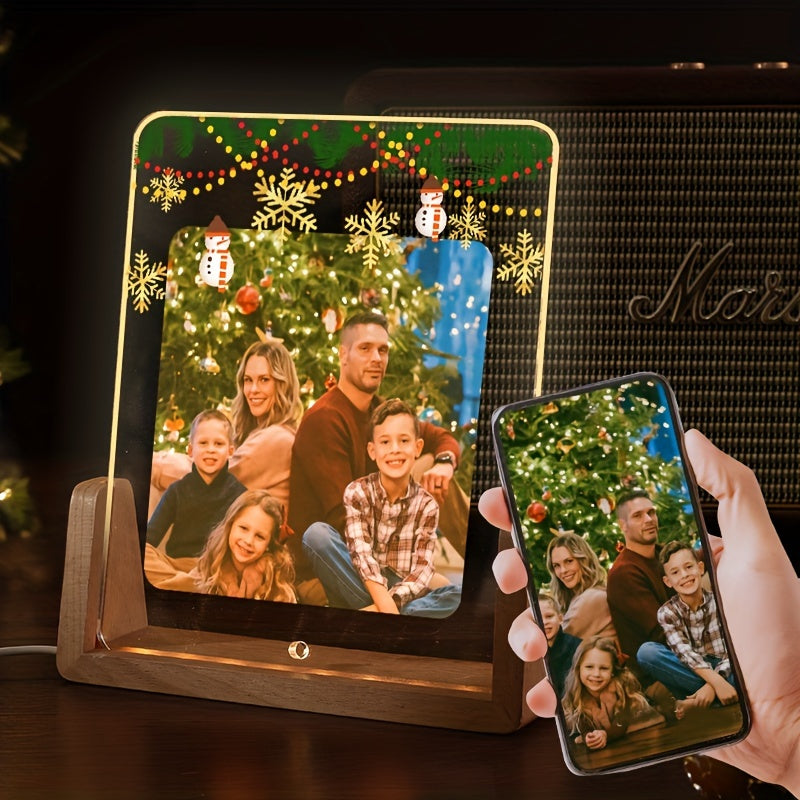Custom Illuminated Acrylic Christmas Photo Frame for Holiday Decor