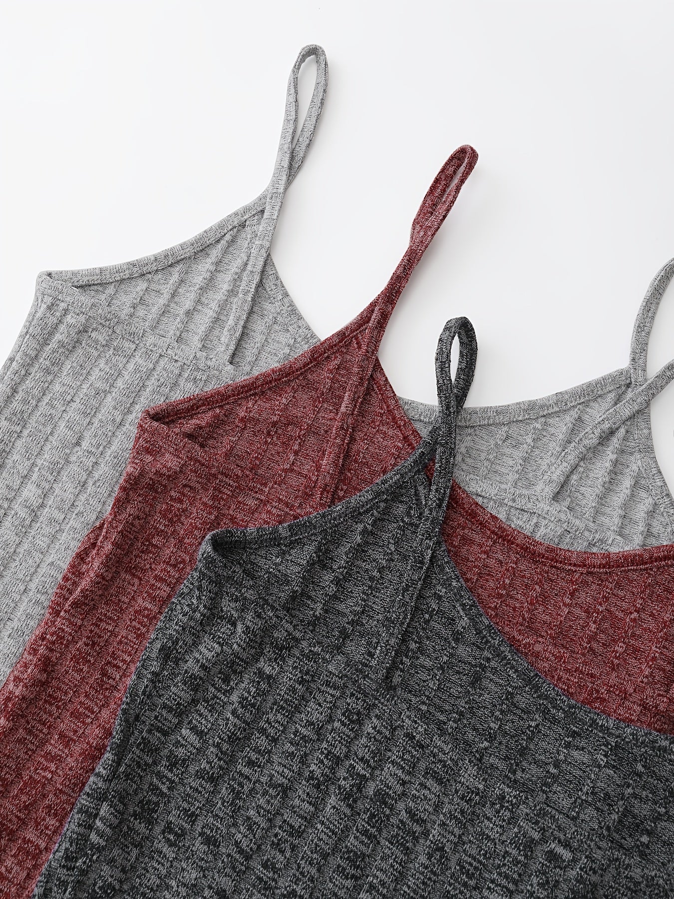 Women's 3-Piece Pajama Set Solid Cami Top Lace-Up Shorts Sleepwear Lounge Wear