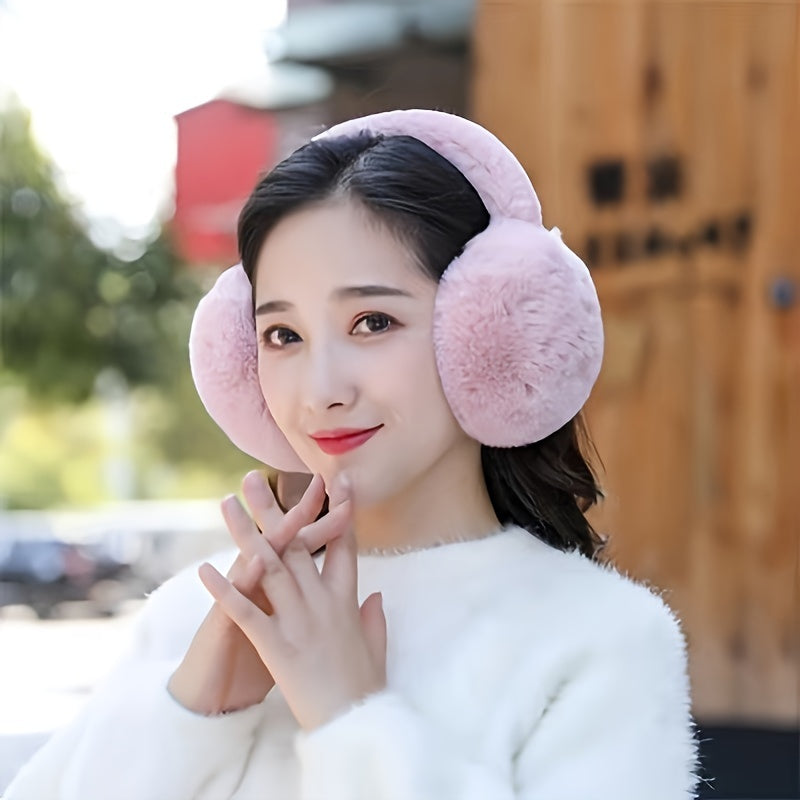Velour Winter Earmuffs for Adults Soft Foldable Ear Warmers Cold Weather