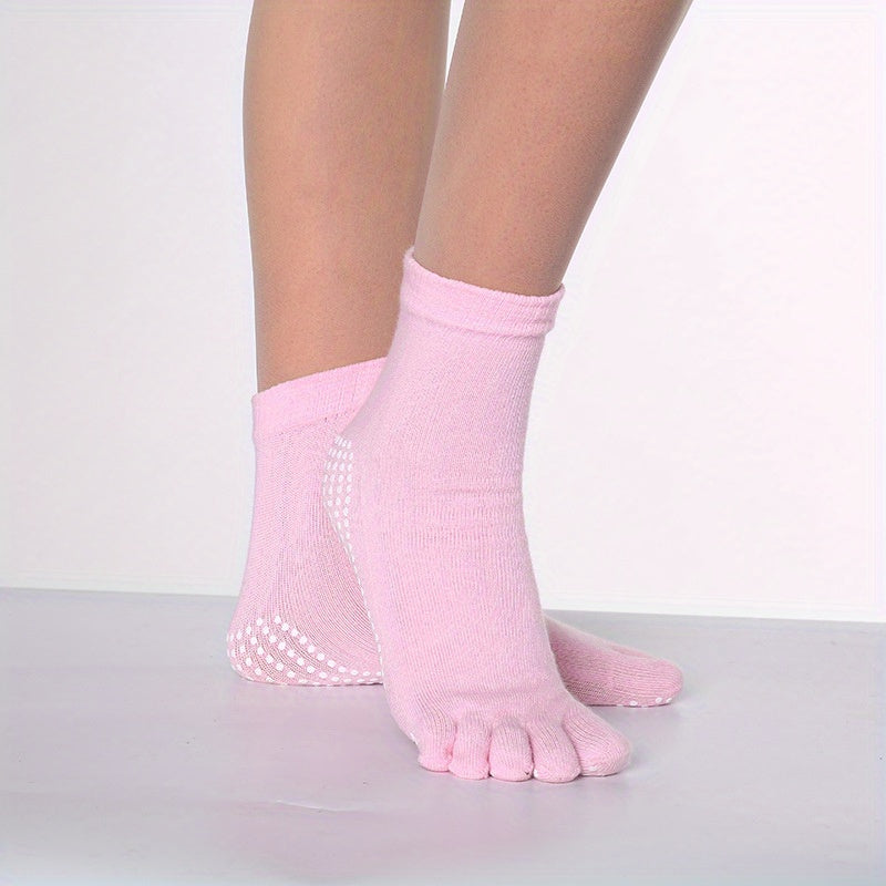 Women's Non-Slip Toe Socks for Yoga Running and Athletics Short Knit Cotton
