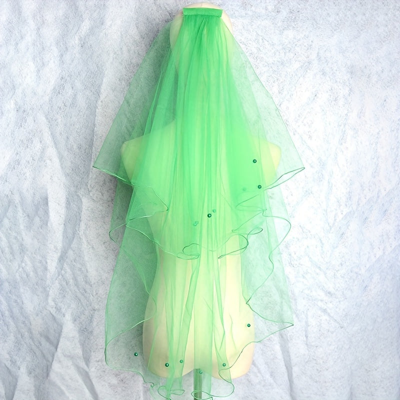 Ayollar uchun to'y soch aksessuari uchun faux marjon to'y tikanli vail, turli ranglarda