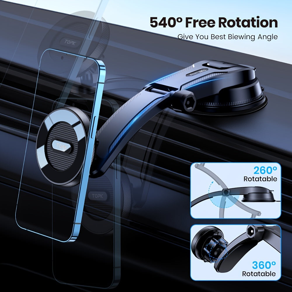 Magnetic Car Phone Mount Universal Adjustable Horizontal and Vertical Hold