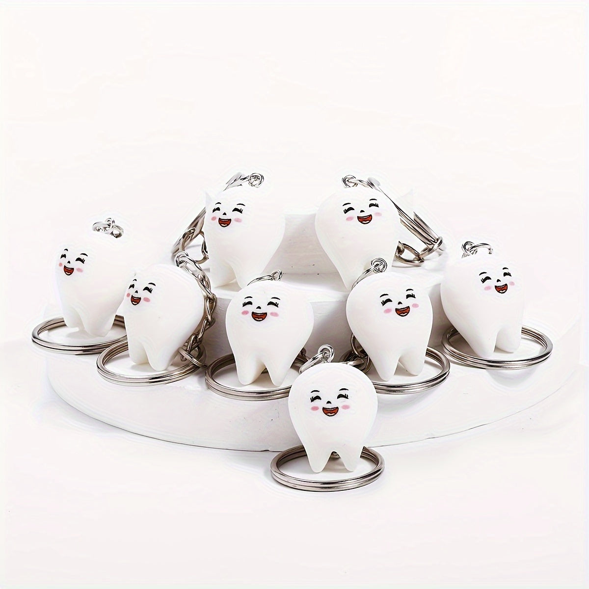 Set of 8 Men's Resin Tooth Keychains Minimalist Novelty Accessories