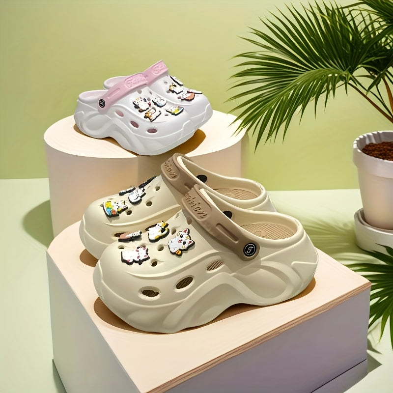 Women's Summer Hollow Shoes Lightweight EVA Thick Sole Garden Beach Shoes