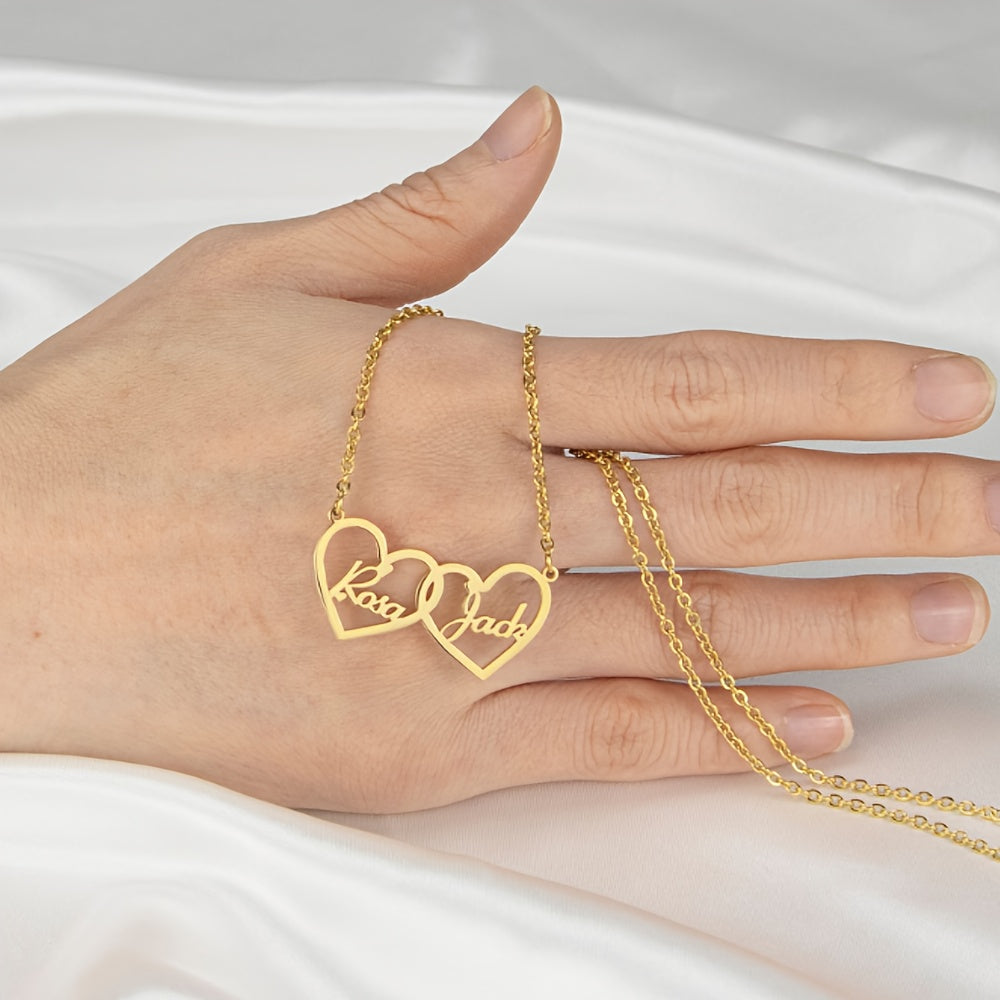 Shaxsiylashtirilgan zanglamas po'latdan yasalgan yurak marjon, o'yma bilan, 18K oltin qoplama, zamonaviy boho dizayni, juftliklar uchun mukammal sovg'a, ko'p maqsadli partiya aksessuar.