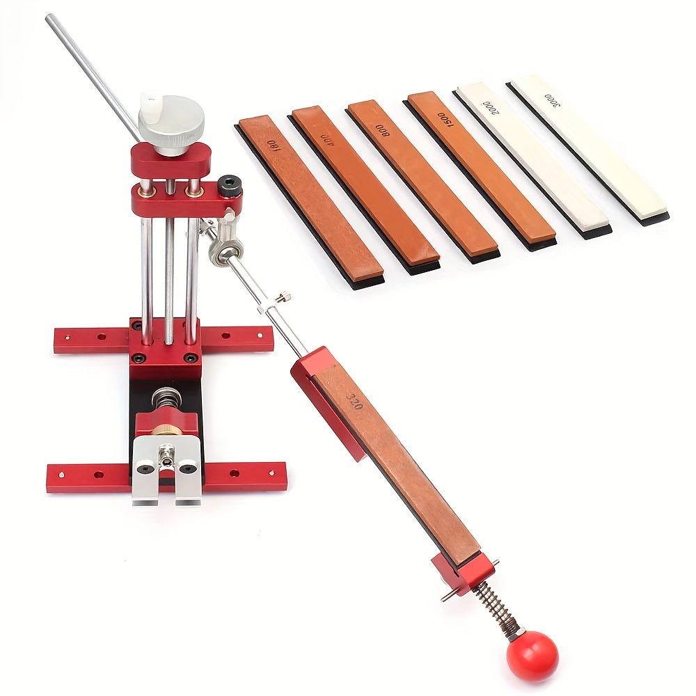 High Precision Knife Sharpener with Fixed Angle Frame and 6 Stones