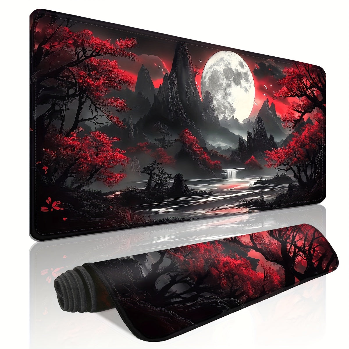 Large Dark Moon Gaming Keyboard Pad with Non-Slip Rubber Base and Precision Stitching