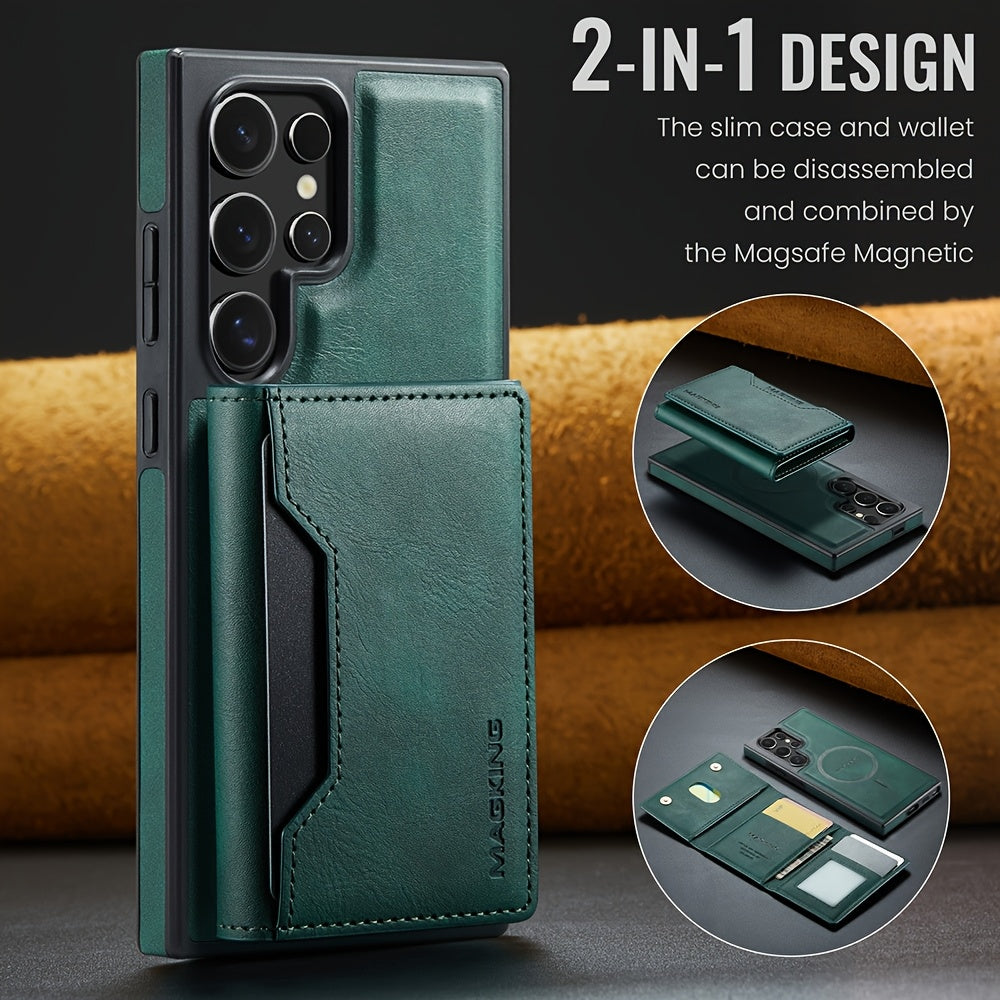 Magnetic RFID Wallet Case for Samsung Phones with Card Slots Shockproof and Wireless Charging Compatibility