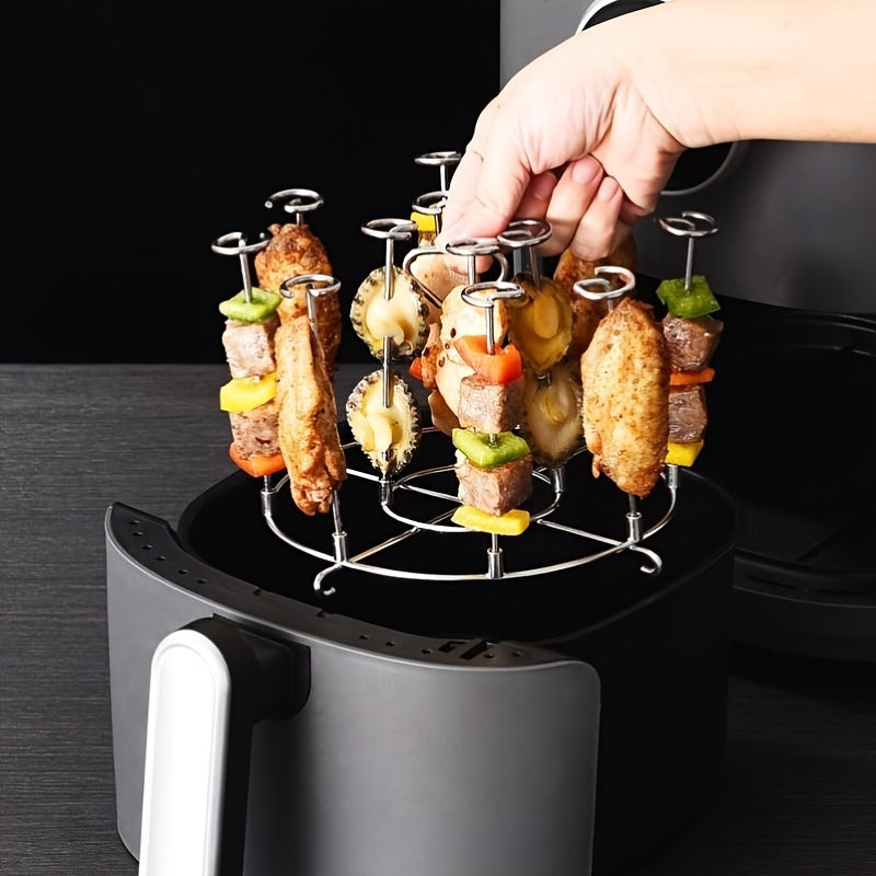Vertical Stainless Steel Air Fryer BBQ Grill Accessory for 3.2QT to 6QT Air Fryers