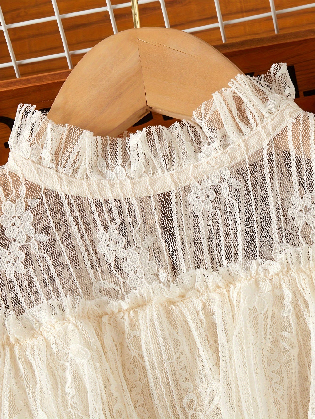 Girls Summer Dress Mesh Collar Lace A-Line Sleeveless Casual Holiday Gift