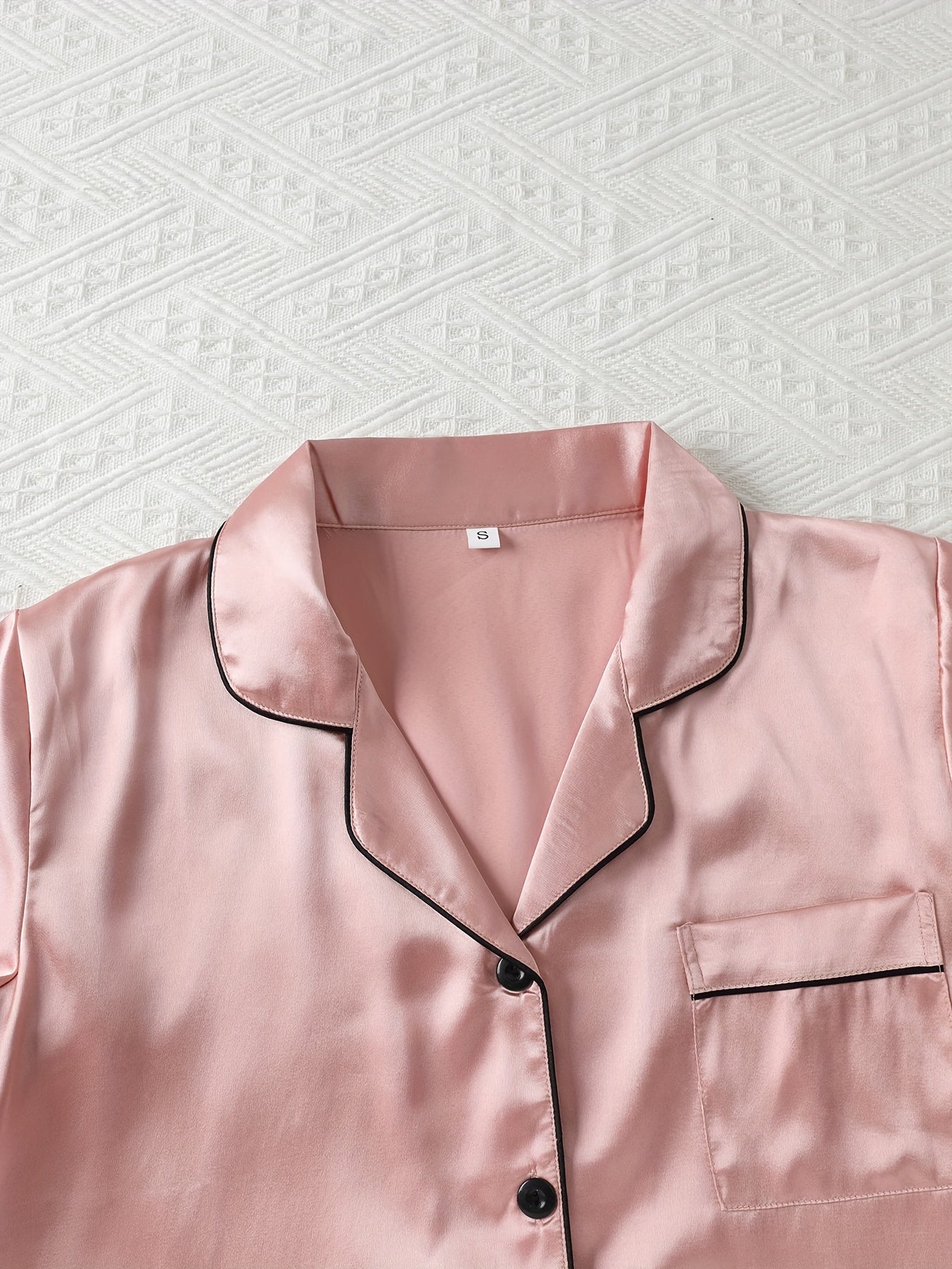 Women's Satin Pajama Set Long Sleeve Winter Solid Color Elastic Waist Lounge Sleepwear