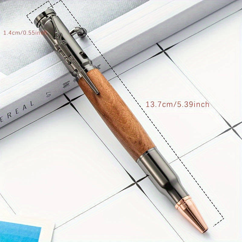 Wooden Ballpoint Pen with Bolt Design Stress-Reducing Switch High-End Writing Tool