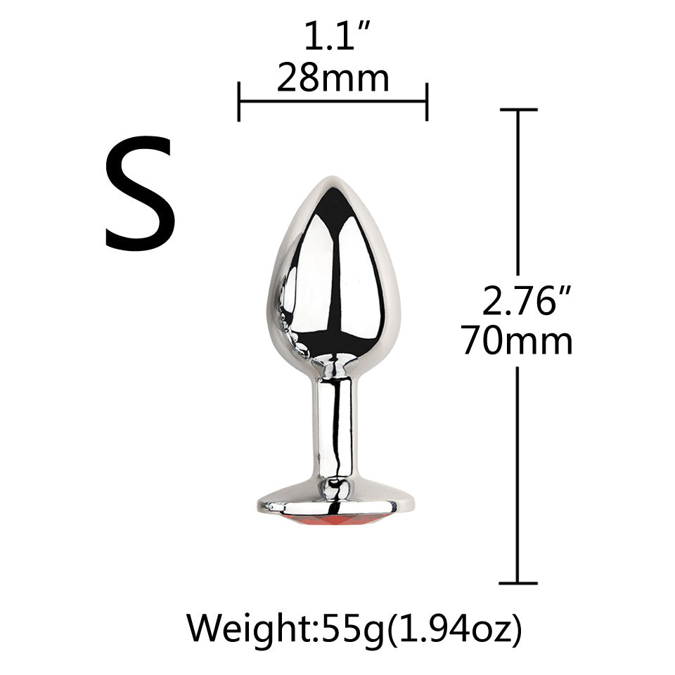 Red Gem Base Metal G-Spot Anal Plug for Adults