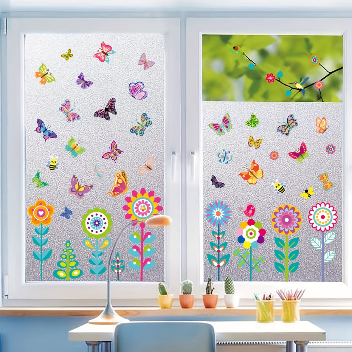 Flower Window Decals 99 Pieces Wall Stickers for Living Room and Bedroom Decor