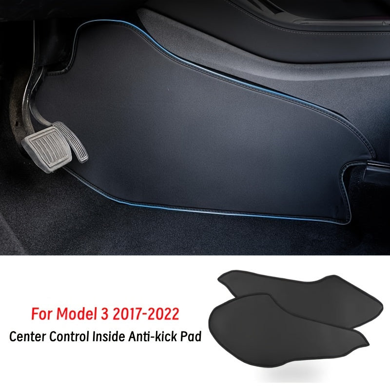 Car Interior Anti-Kick Pad PU Leather for Center Control Side Foot Mat Cover