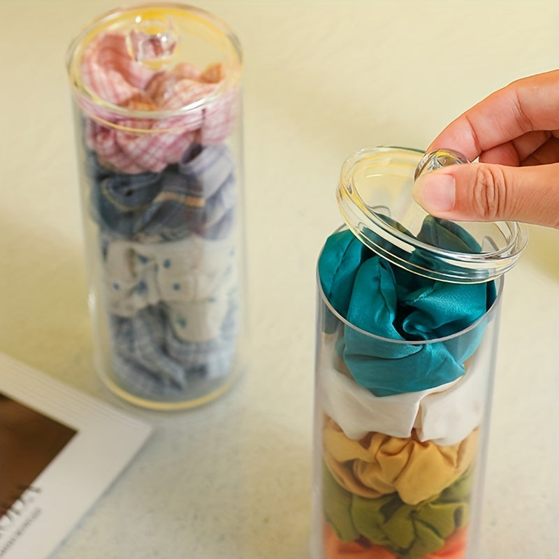 Organizador de lazo para cabello de acrílico y cosméticos para almacenamiento en la encimera del baño