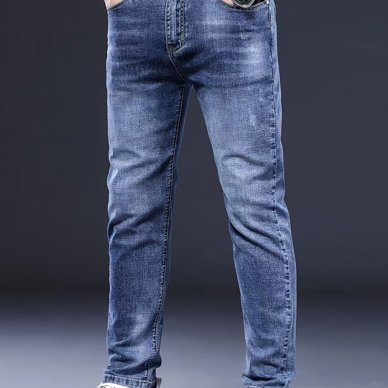 Men's Regular Fit Denim Jeans Solid Color Woven Cotton Polyester Spandex All-Season