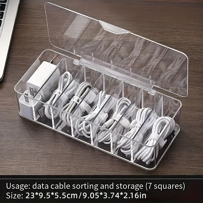 Plastic Desktop Cable Storage Box for Organizing Charging Cables in Bedroom Office Study