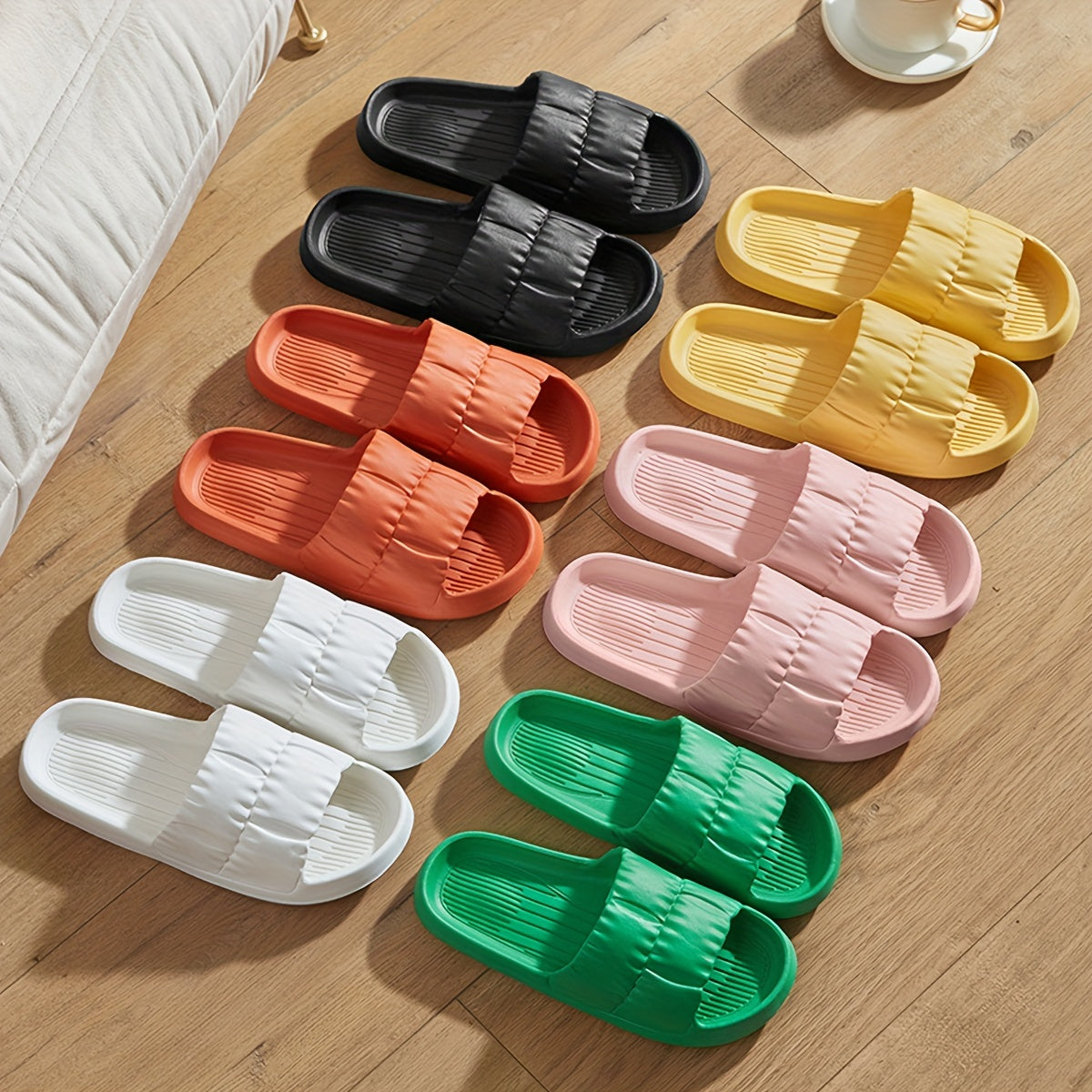 Unisex Solid Color Slip On Slides Open Toe Indoor Casual Shoes