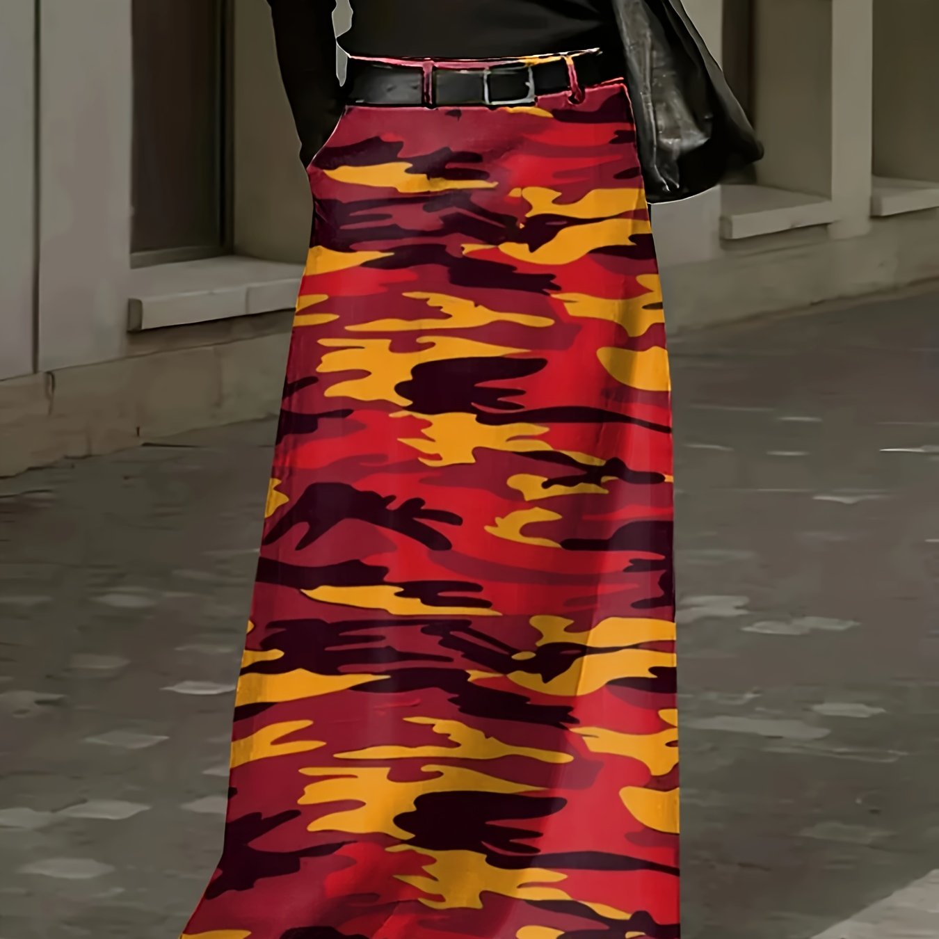 Vestido estampado de talla grande con bolsillos y detalles de cremallera