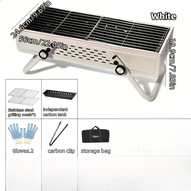 Tashqarida foydalanish uchun ideal portativ burilishli ko'mirli barbekyu grill.