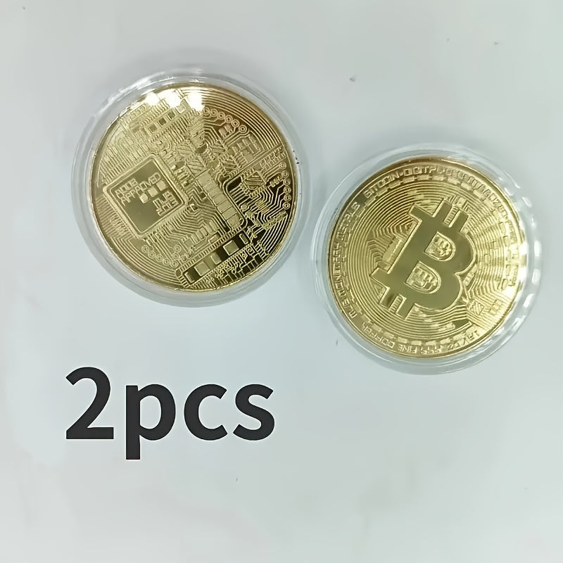 Set of 2 or 4 Artificial Bitcoin Coin Decorations Collectible Replica Medals