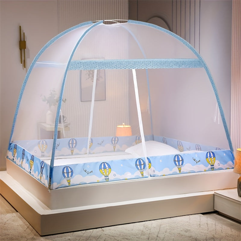 Pop-Up Mongolian Yurt Mosquito Net for Bed Protection, 360° All-Round, Easy Setup