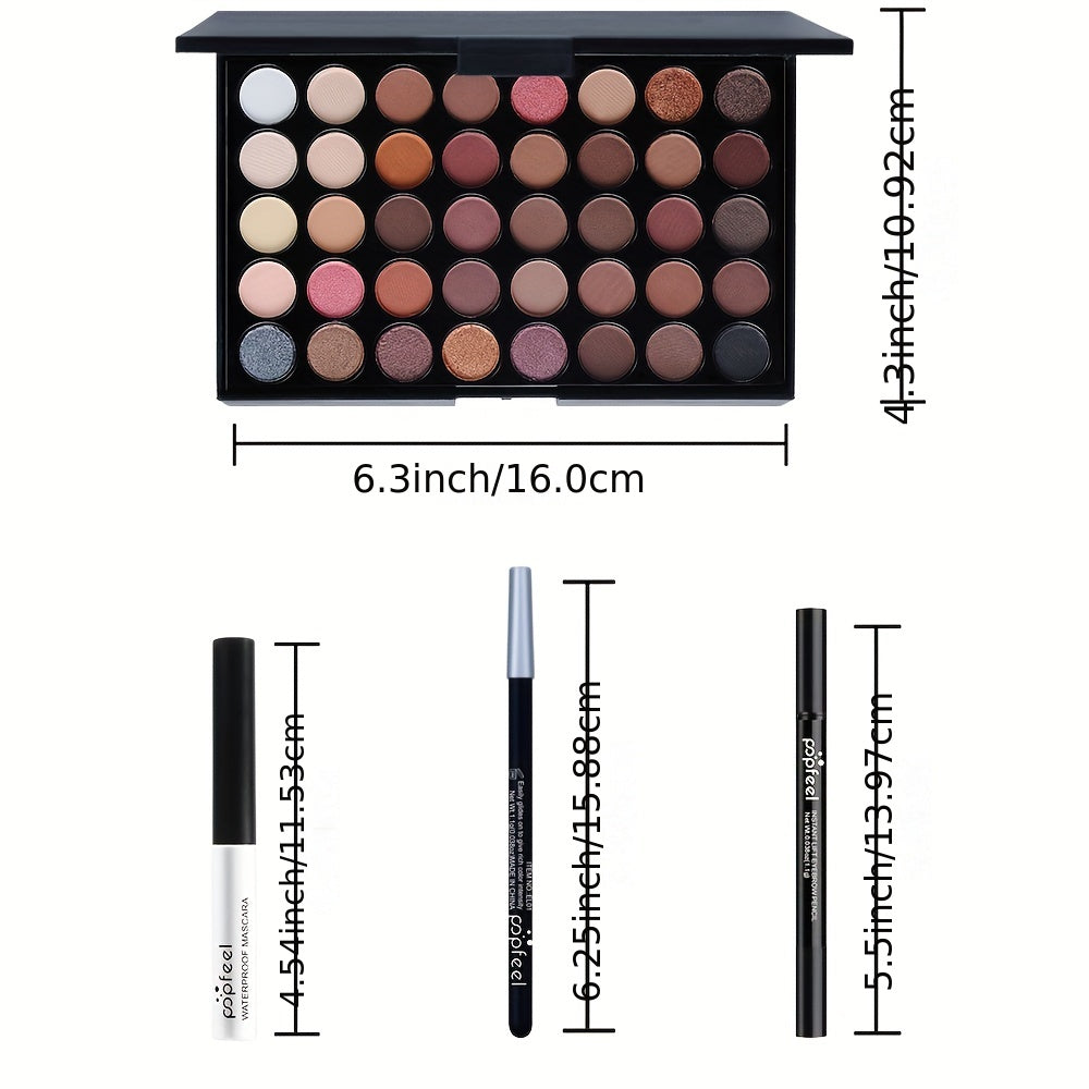 40 Colors Nude Eyeshadow Palette with Mascara Eyeliner and Eyebrow Pencil for Natural Glam Makeup