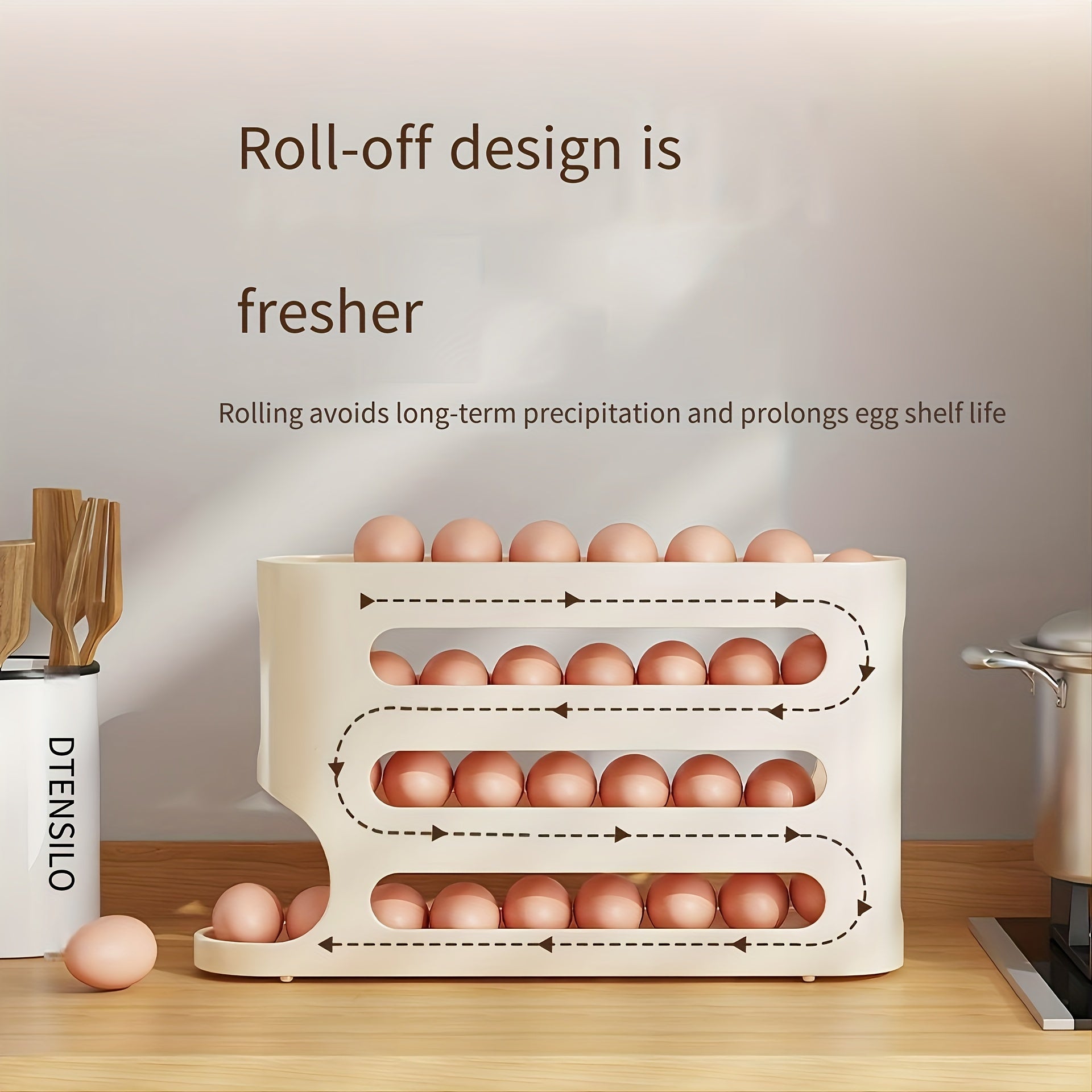 4-Tier Plastic Egg Holder Large Capacity Refrigerator Egg Storage Box