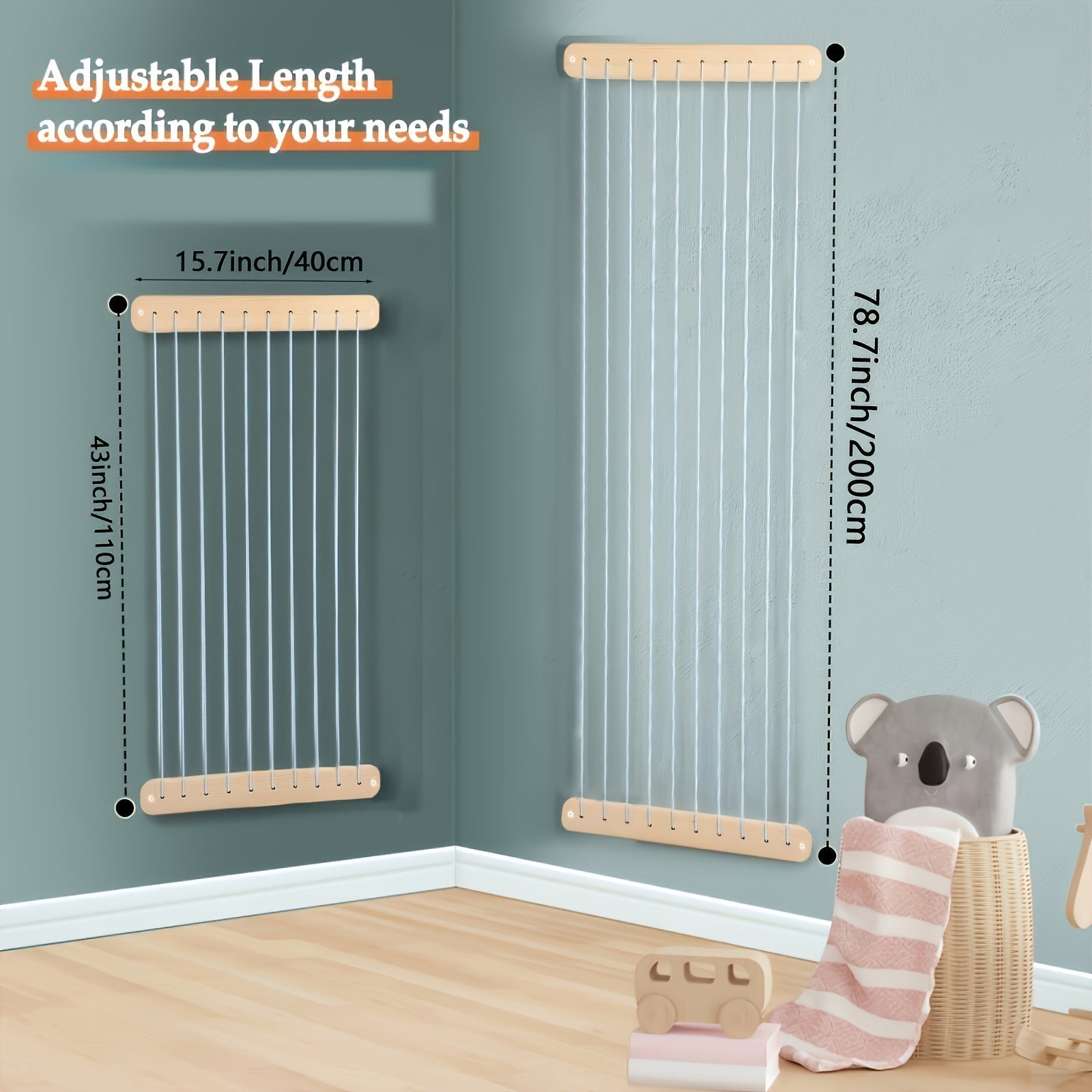 Organizador de juguetes de madera para colgar en la pared, hamaca de peluche con animales, red de almacenamiento para guardería