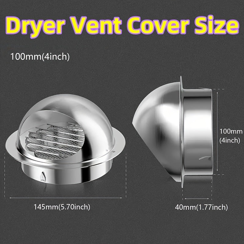 Aylana zanglamaydigan po'latdan yasalgan quritgich vent qopqog'i 10.16cm devorga o'rnatish uchun hammom ventilyatsiyasi