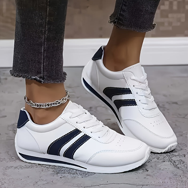 Women's Lightweight Sneakers Non-Slip Cushioned Walking Shoes Blue and White