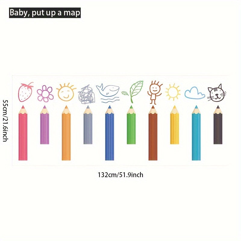 Kids' Cartoon Wall Stickers with School Supplies for Kids' Rooms