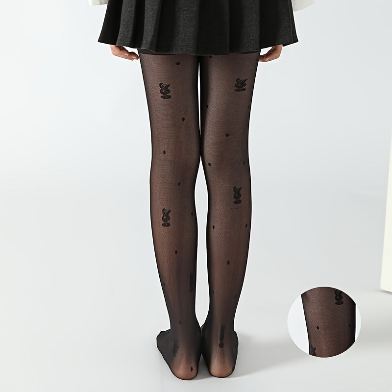 Girls' Nylon Blend Tights with Floral Jacquard Solid Color All-Season Kids' Leggings Pack