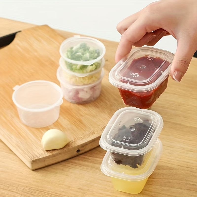 50 Clear Disposable Sauce Boxes for Takeout Food Storage with Lids